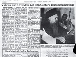 The Greek Sunday News - Vatican and Orthodox Lift 11th-Century Excommunications (9 December 1965)