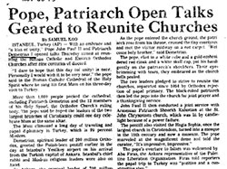 International New York City - Pope, Patriarch Open Talks Geared to Reunite Churches (30 November 1979)