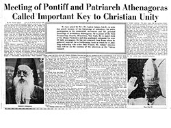 Rev. Dr. Carlyle Adams – Meeting of Pontiff and Patriarch Athenagoras (December 1963)
