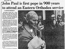 International New York City - John Paul is first pope in 900 years to attend an Eastern Orthodox service (30 November 1979)
