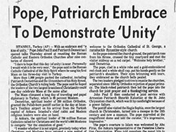 Journal - Pope, Patriarch Embrace to Demonstrate 'Unity' (30 November 1979)
